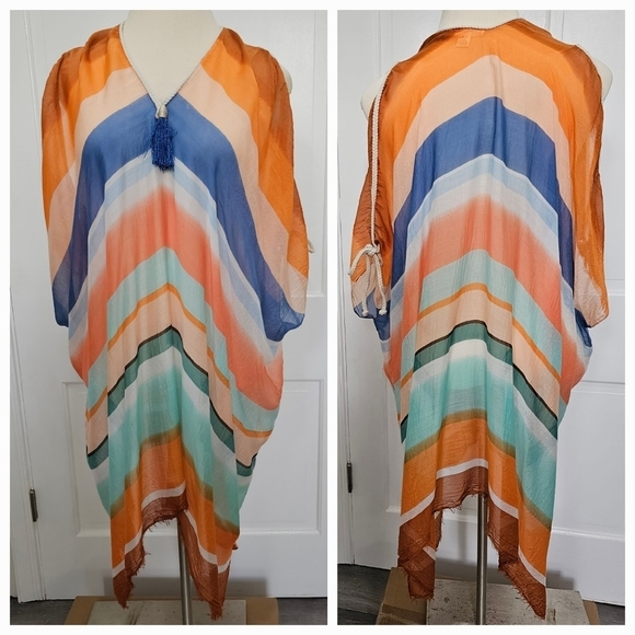 Pool To Party By Subtle Luxury Open shoulder Dress Coverup With Tassle One Size - Picture 1 of 17